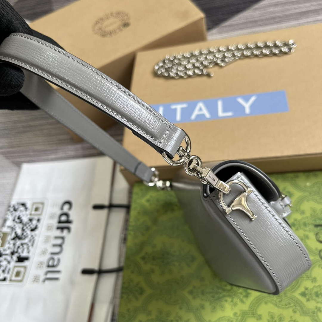 Gucci 774209 Gucci Horsebit 1955 Mini Shoulder Bag Grey - Default Title - View 3