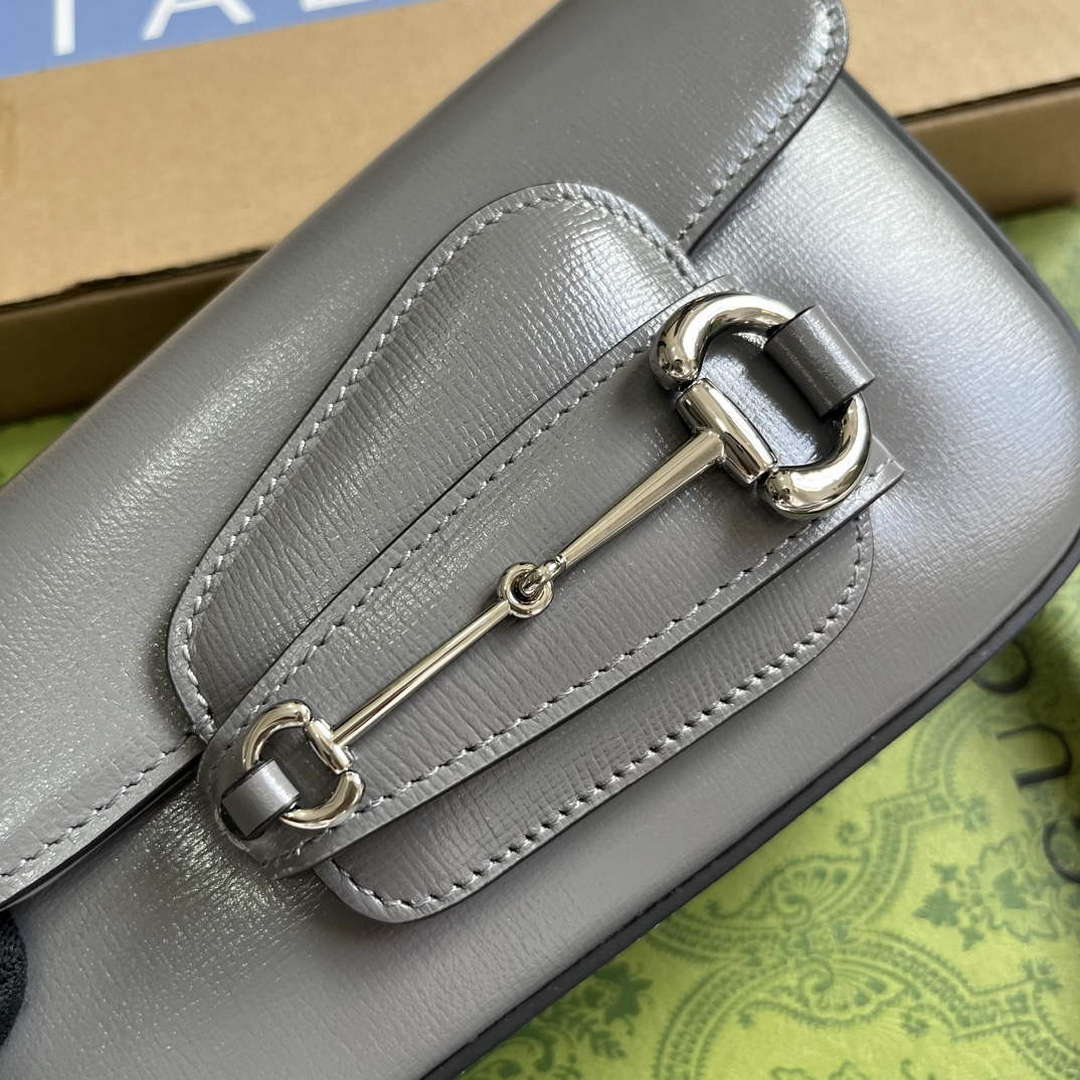 Gucci 774209 Gucci Horsebit 1955 Mini Shoulder Bag Grey - Default Title - View 5