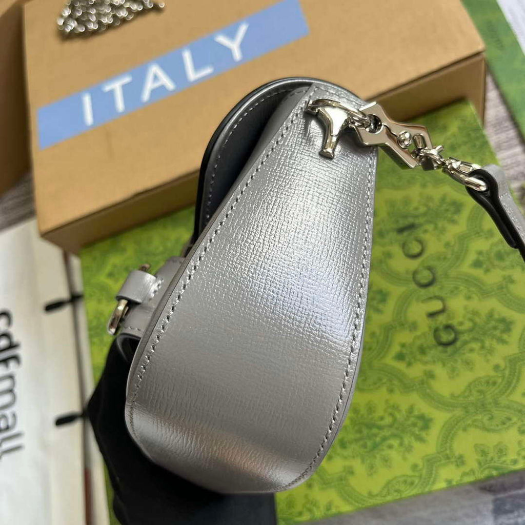 Gucci 774209 Gucci Horsebit 1955 Mini Shoulder Bag Grey
