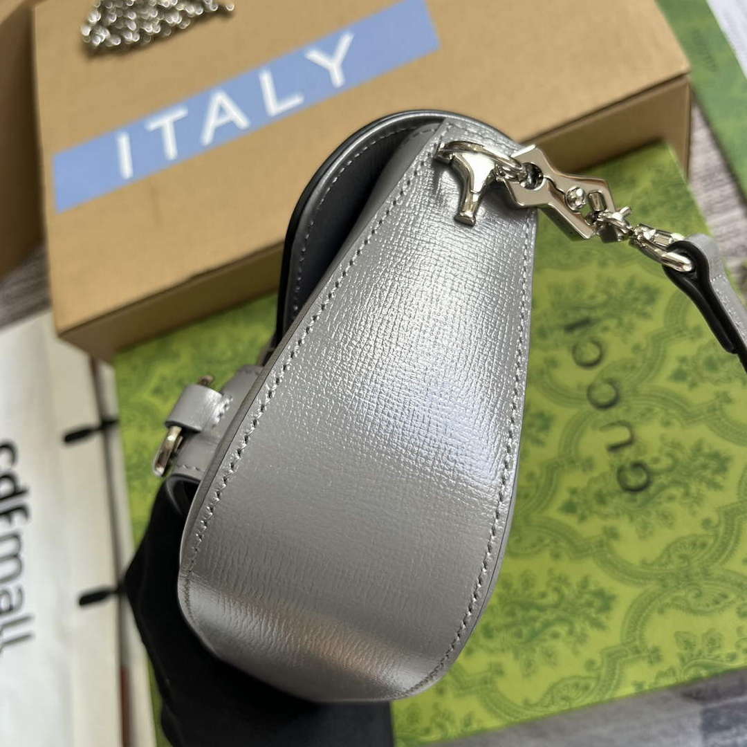 Gucci 774209 Gucci Horsebit 1955 Mini Shoulder Bag Grey - Default Title - View 7