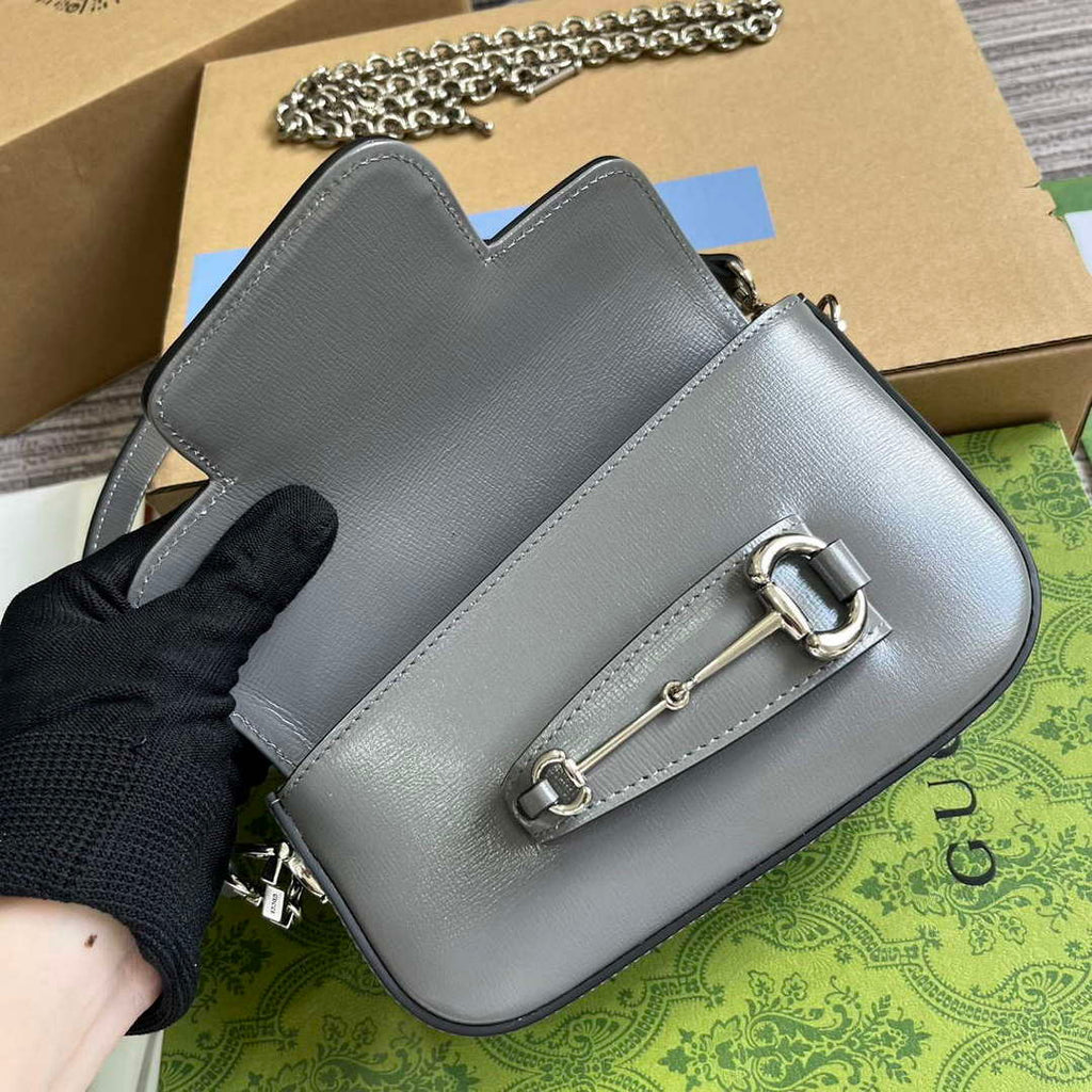 Gucci 774209 Gucci Horsebit 1955 Mini Shoulder Bag Grey