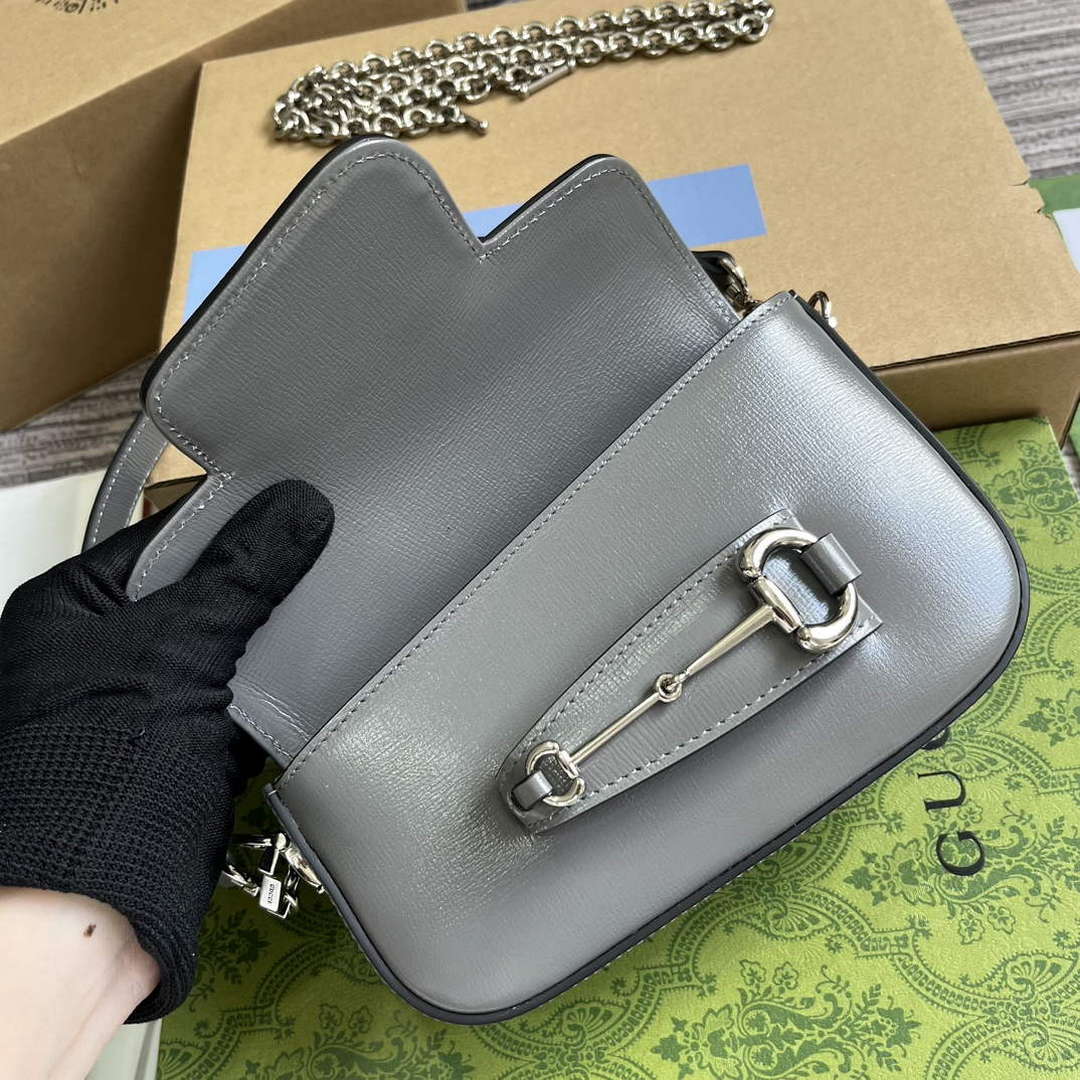 Gucci 774209 Gucci Horsebit 1955 Mini Shoulder Bag Grey - Default Title - View 8