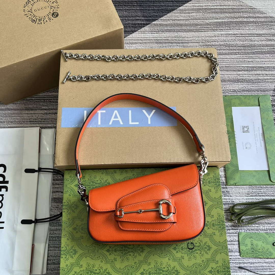 Gucci 774209 Gucci Horsebit 1955 Mini Shoulder Bag Orange - Default Title - View 1
