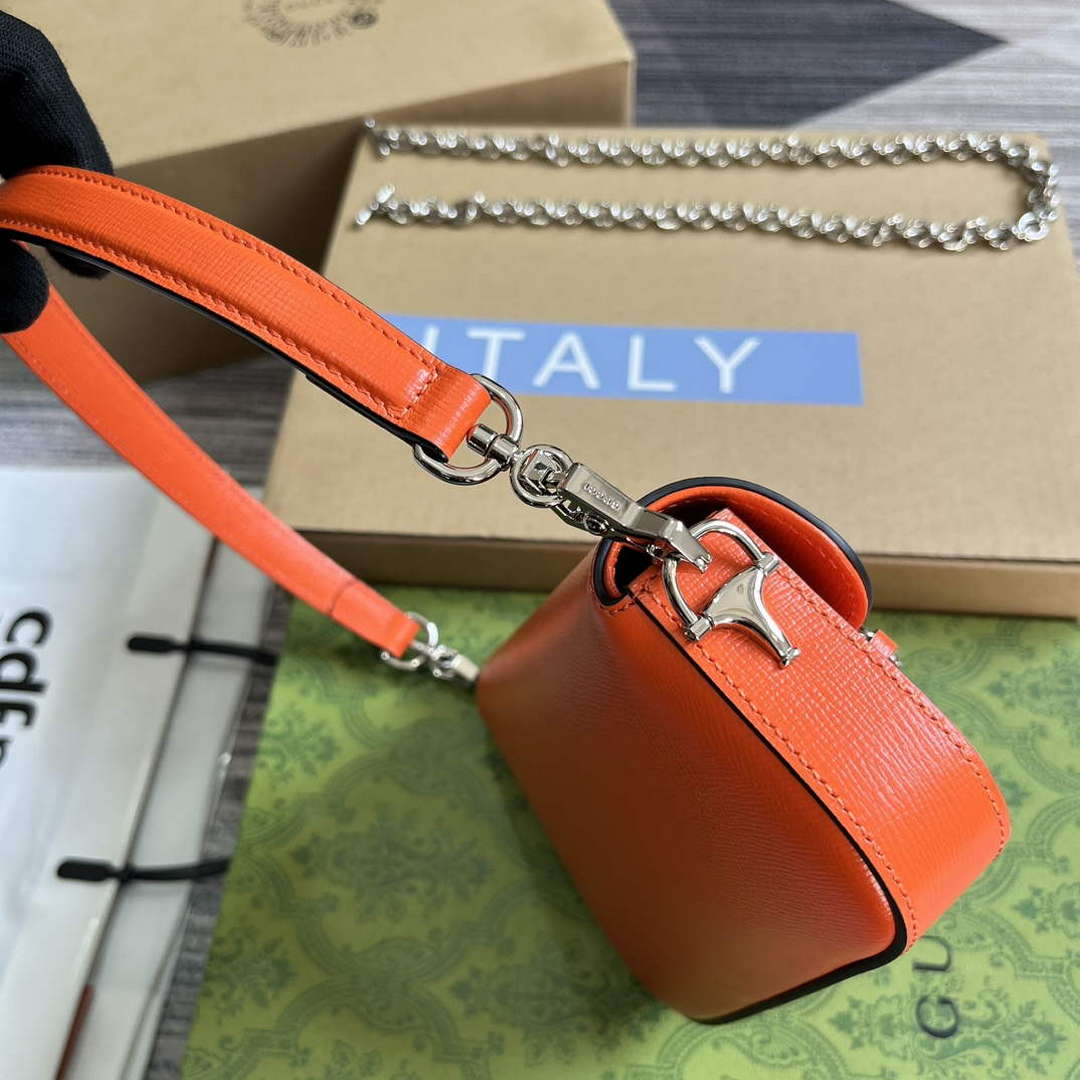 Gucci 774209 Gucci Horsebit 1955 Mini Shoulder Bag Orange - Default Title - View 3