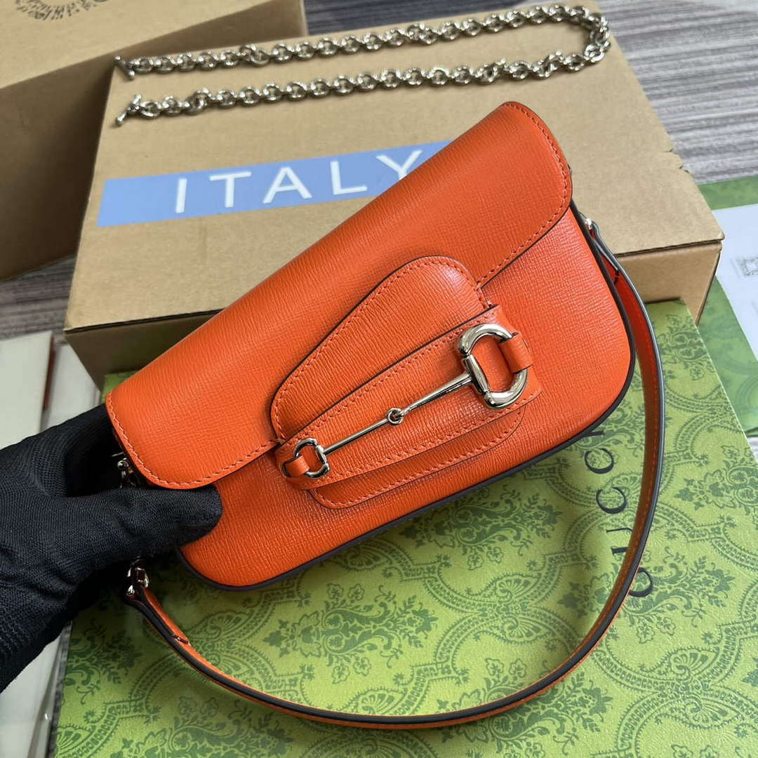 Gucci 774209 Gucci Horsebit 1955 Mini Shoulder Bag Orange