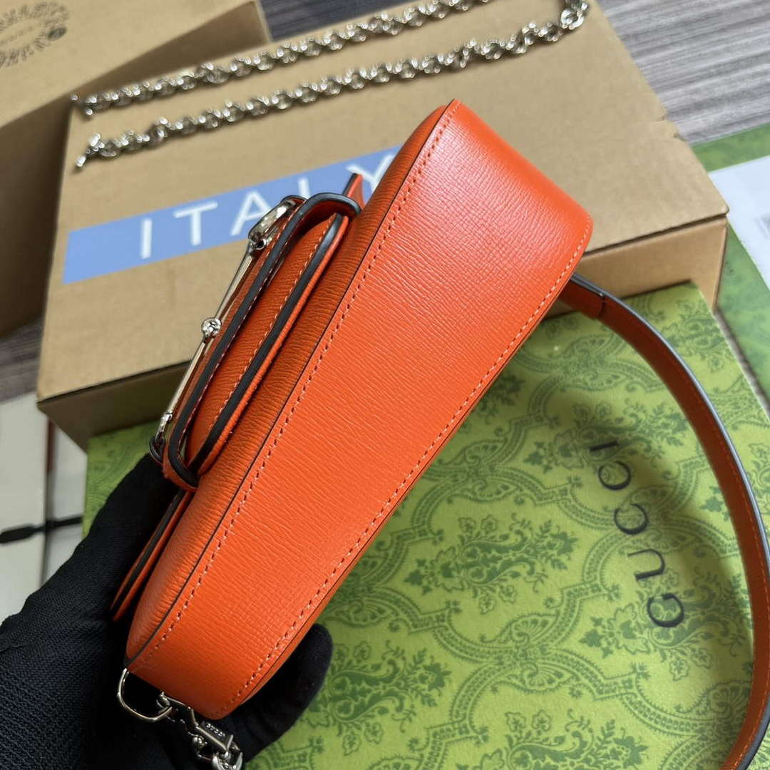 Gucci 774209 Gucci Horsebit 1955 Mini Shoulder Bag Orange - Default Title - View 6