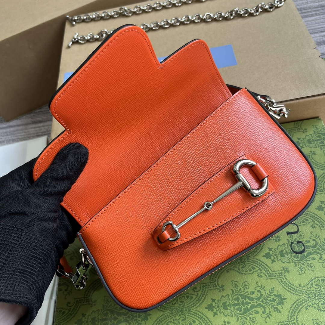 Gucci 774209 Gucci Horsebit 1955 Mini Shoulder Bag Orange - Default Title - View 8