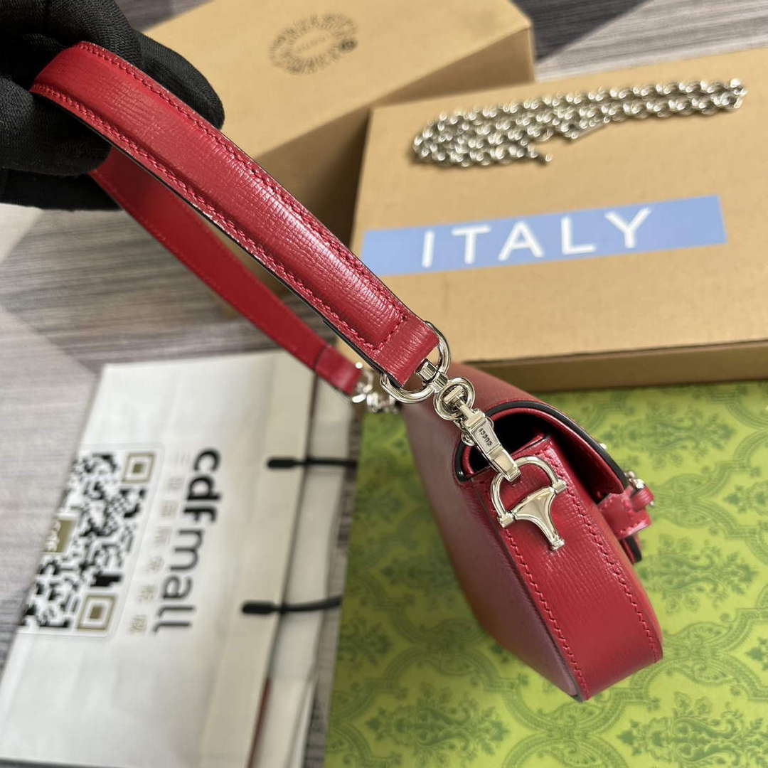 Gucci 774209 Gucci Horsebit 1955 Mini Shoulder Bag Red - Default Title - View 3