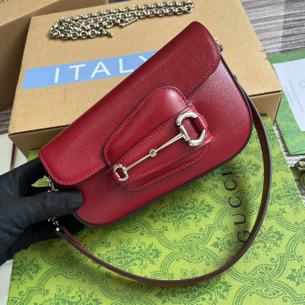 Gucci 774209 Gucci Horsebit 1955 Mini Shoulder Bag Red