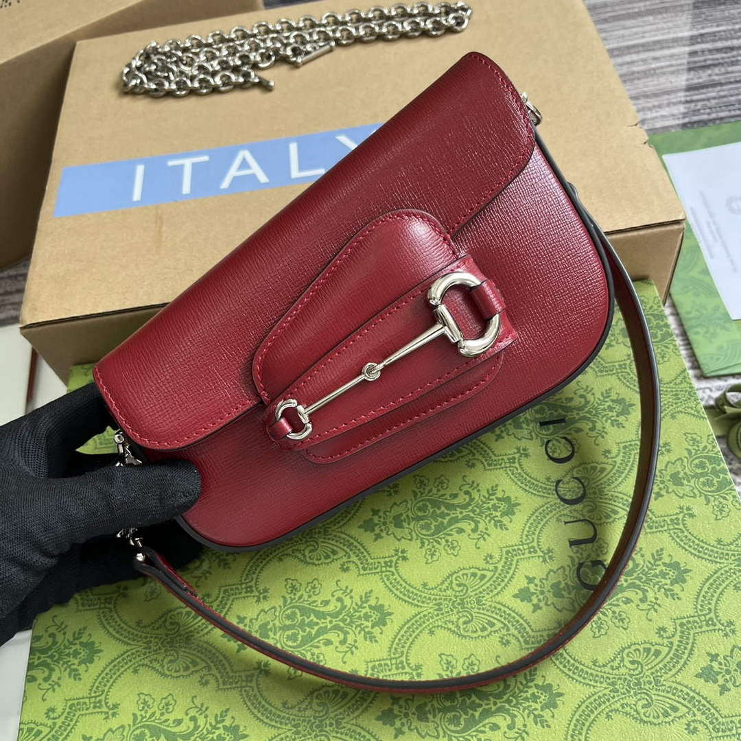 Gucci 774209 Gucci Horsebit 1955 Mini Shoulder Bag Red - Default Title - View 4
