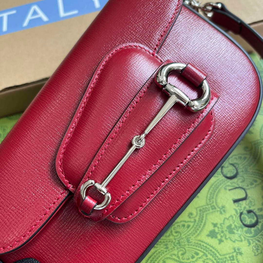 Gucci 774209 Gucci Horsebit 1955 Mini Shoulder Bag Red