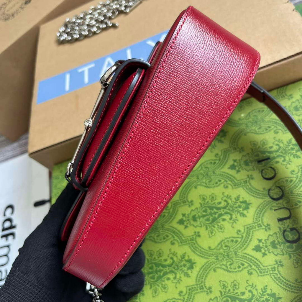 Gucci 774209 Gucci Horsebit 1955 Mini Shoulder Bag Red