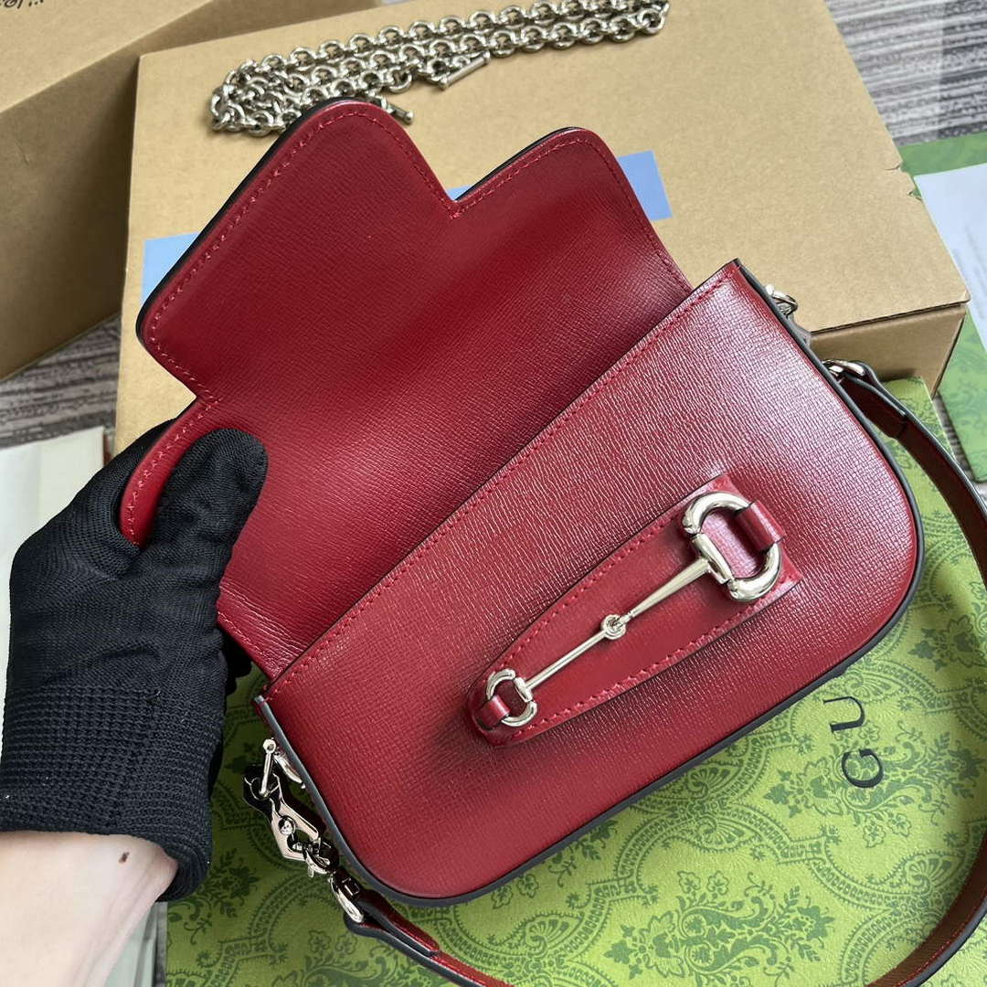 Gucci 774209 Gucci Horsebit 1955 Mini Shoulder Bag Red - Default Title - View 8