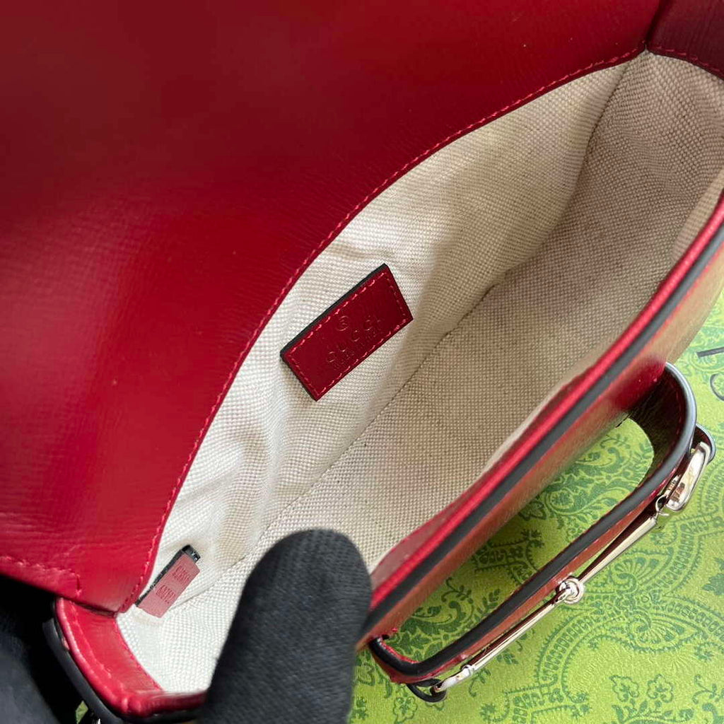 Gucci 774209 Gucci Horsebit 1955 Mini Shoulder Bag Red