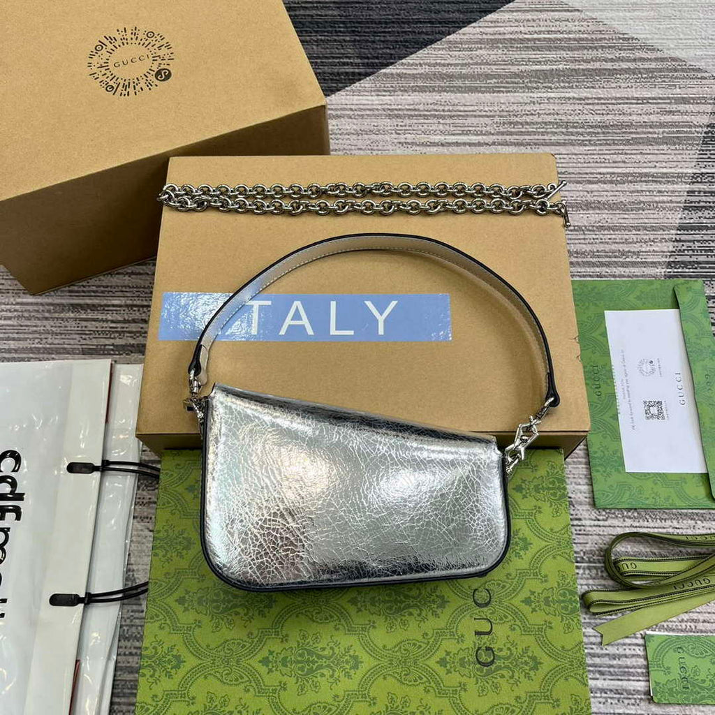 Gucci 774209 Gucci Horsebit 1955 Mini Shoulder Bag Silver