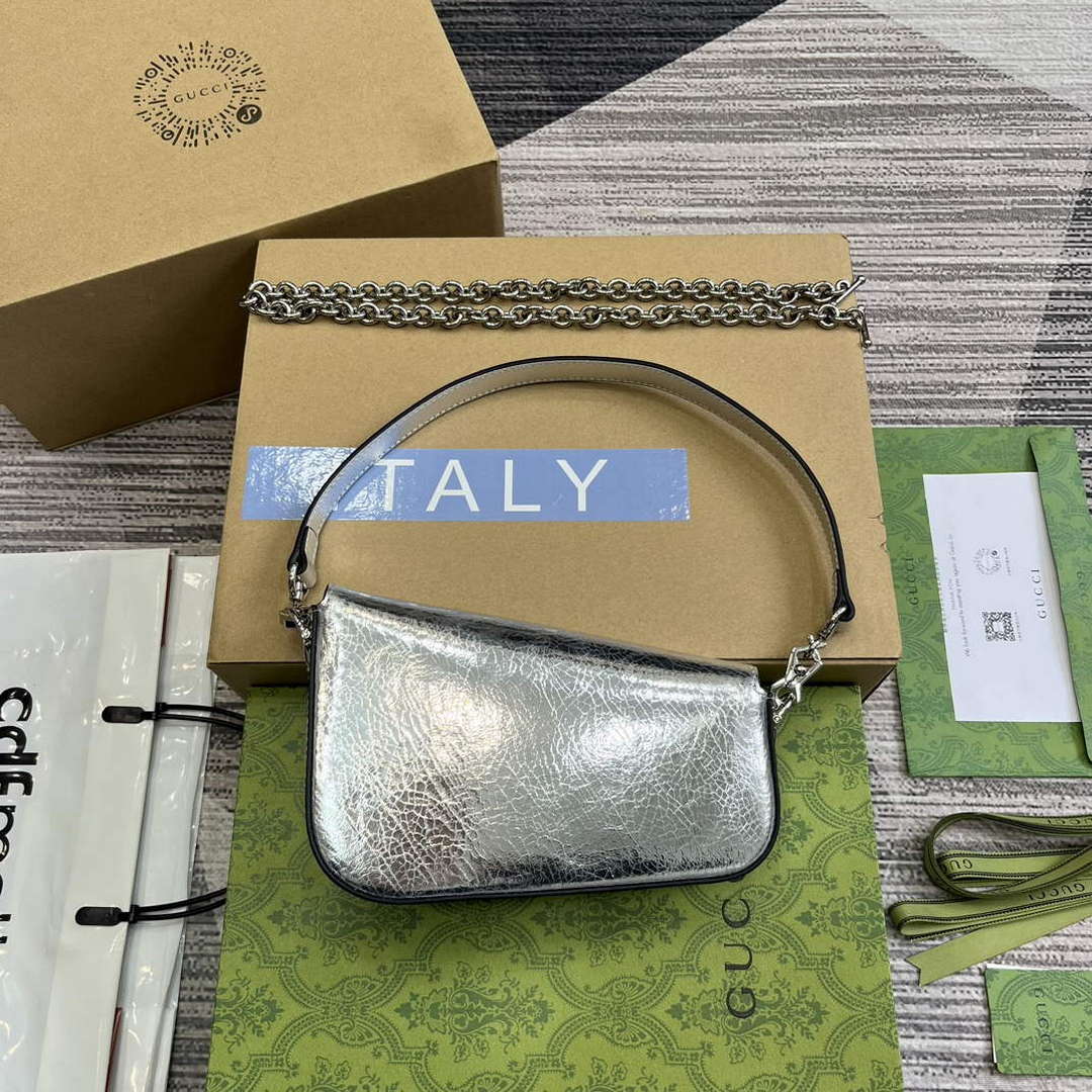 Gucci 774209 Gucci Horsebit 1955 Mini Shoulder Bag Silver - Default Title - View 2