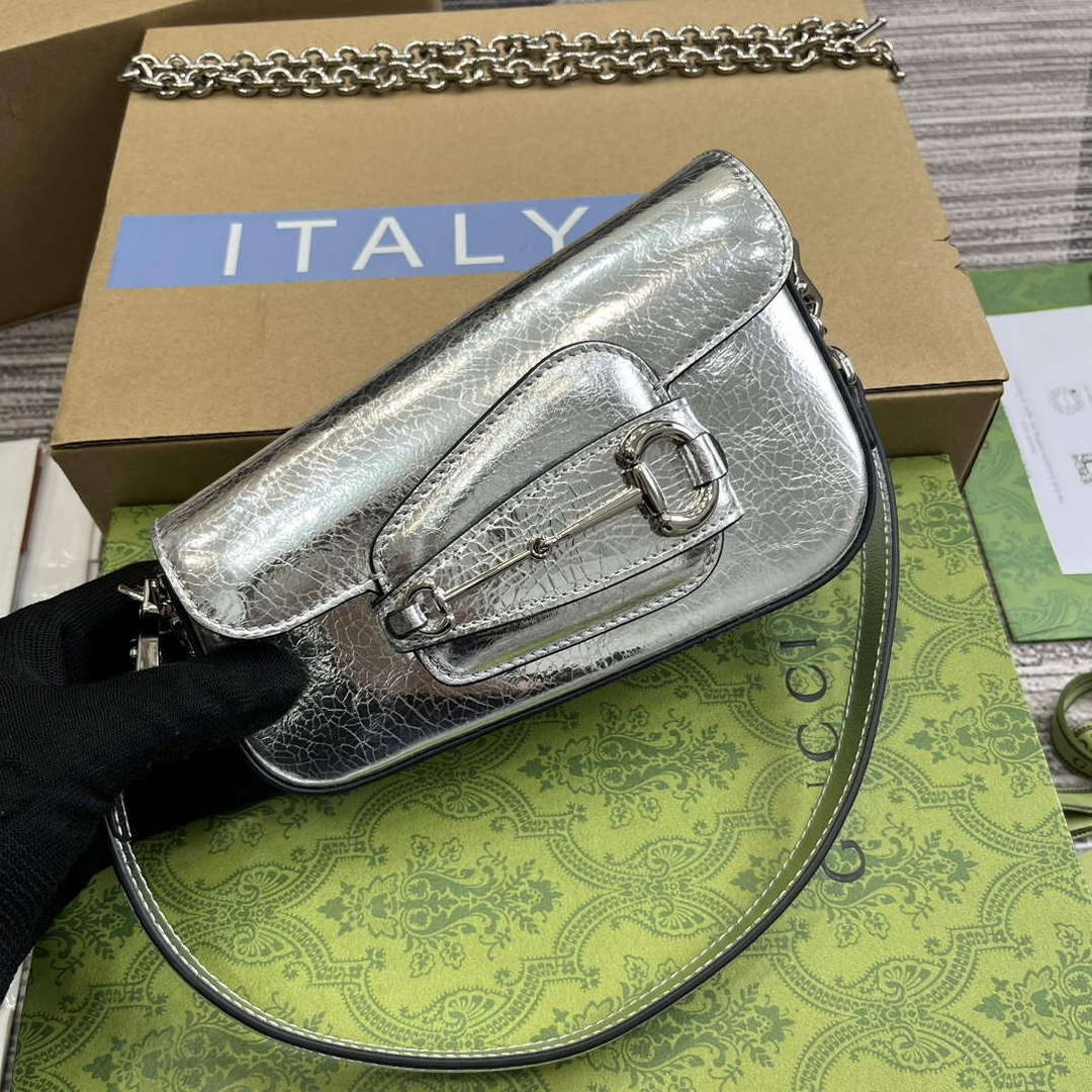 Gucci 774209 Gucci Horsebit 1955 Mini Shoulder Bag Silver - Default Title - View 4