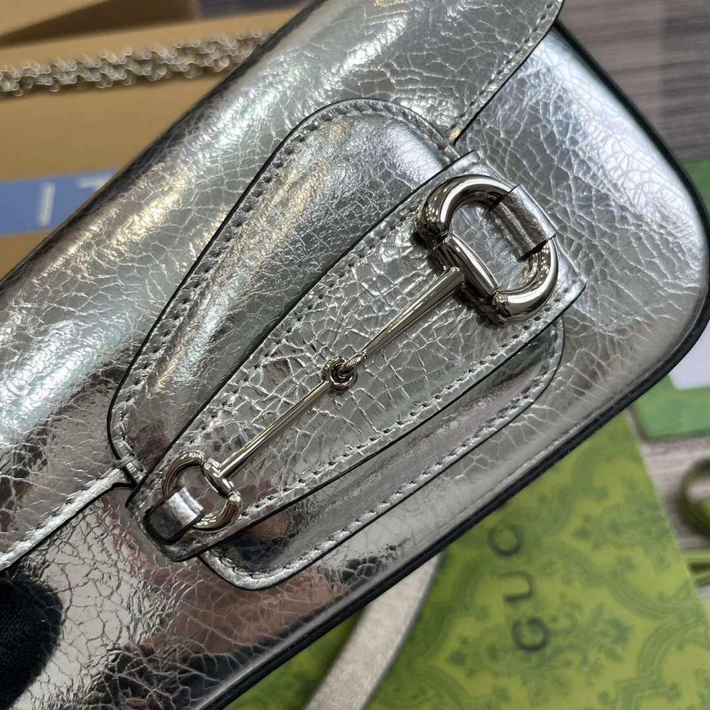Gucci 774209 Gucci Horsebit 1955 Mini Shoulder Bag Silver