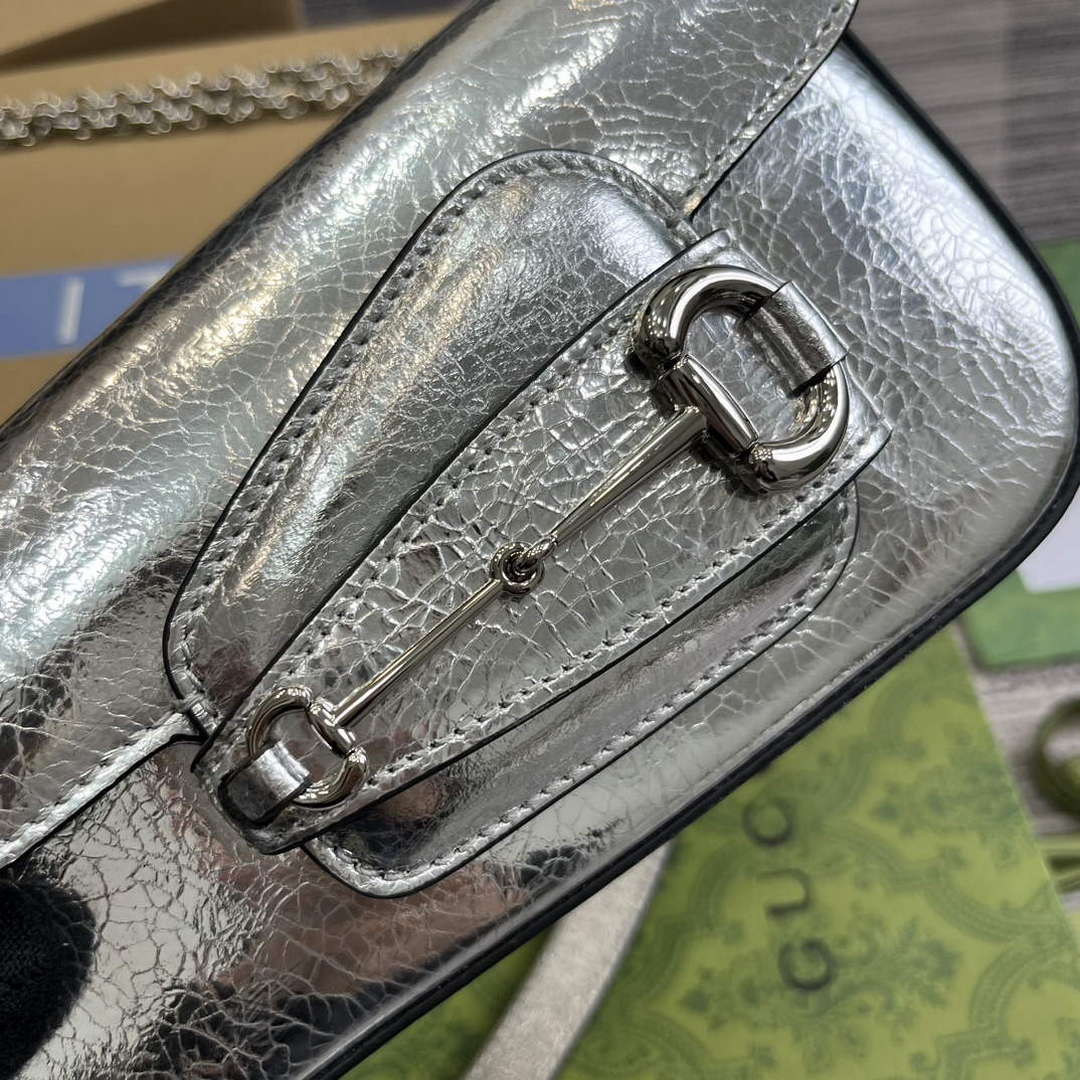 Gucci 774209 Gucci Horsebit 1955 Mini Shoulder Bag Silver - Default Title - View 5