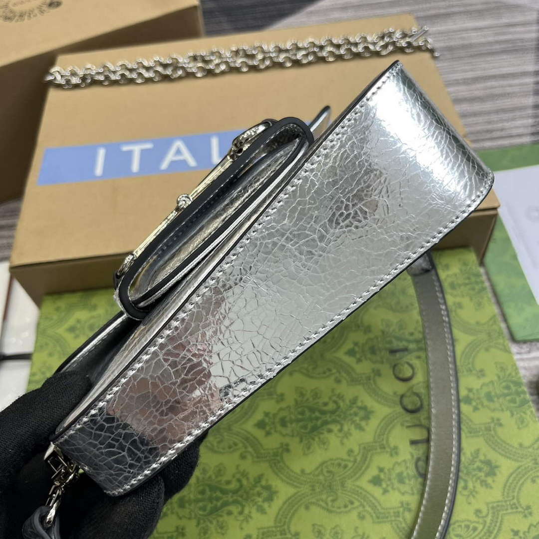 Gucci 774209 Gucci Horsebit 1955 Mini Shoulder Bag Silver - Default Title - View 6