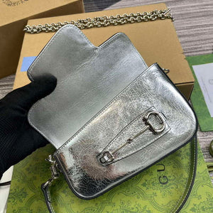 Gucci 774209 Gucci Horsebit 1955 Mini Shoulder Bag Silver - Default Title - View 7