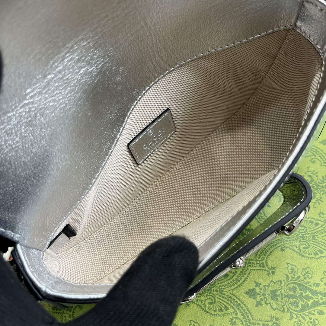 Gucci 774209 Gucci Horsebit 1955 Mini Shoulder Bag Silver - Default Title - View 9