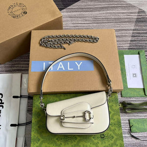 Gucci 774209 Gucci Horsebit 1955 Mini Shoulder Bag White - Default Title - View 1
