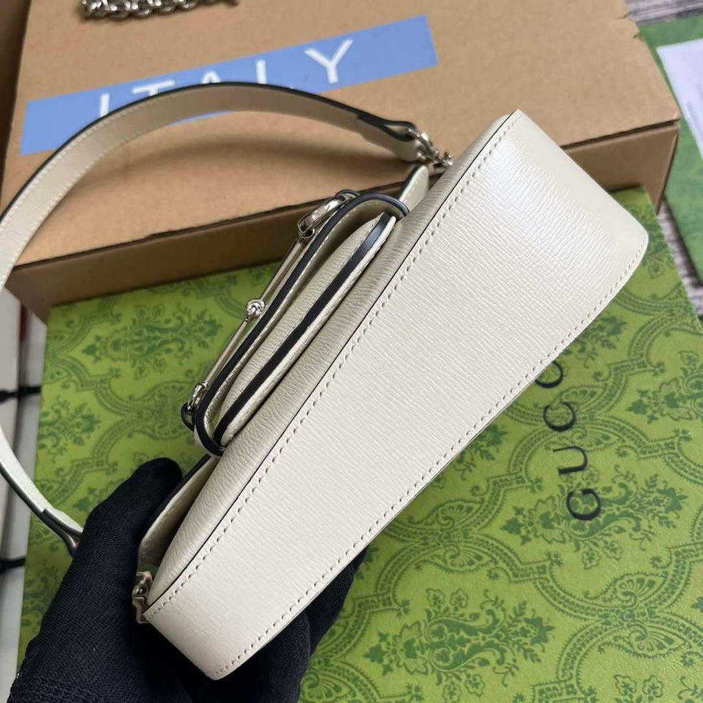 Gucci 774209 Gucci Horsebit 1955 Mini Shoulder Bag White