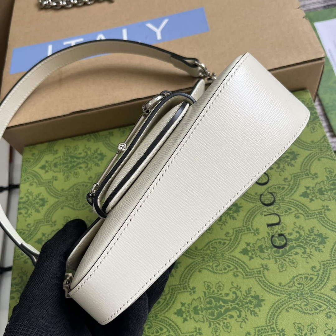 Gucci 774209 Gucci Horsebit 1955 Mini Shoulder Bag White - Default Title - View 6