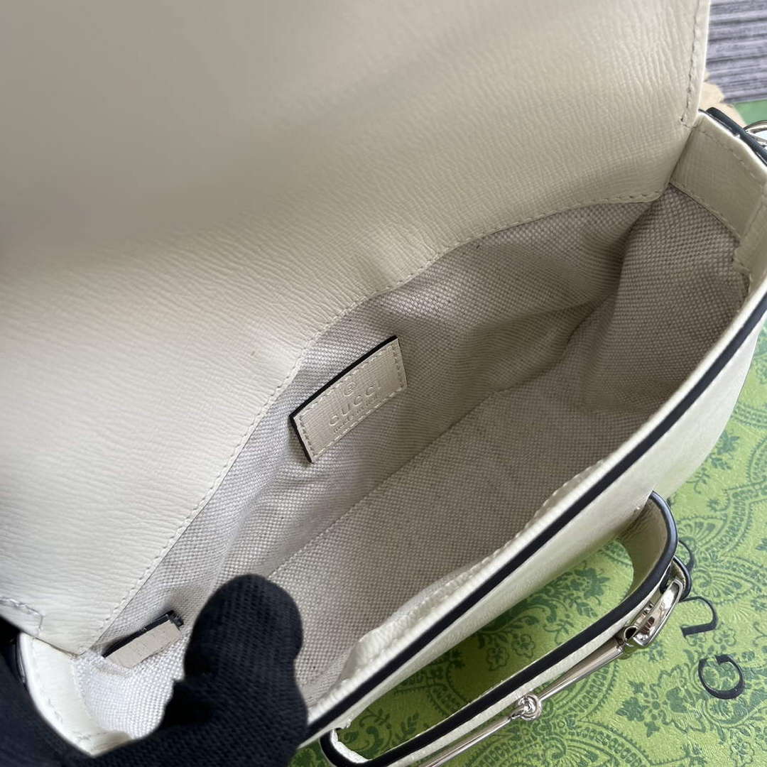 Gucci 774209 Gucci Horsebit 1955 Mini Shoulder Bag White - Default Title - View 9