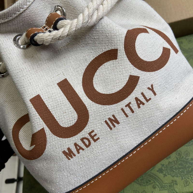 Gucci 777166 Mini Shoulder Bag With Gucci Print Beige