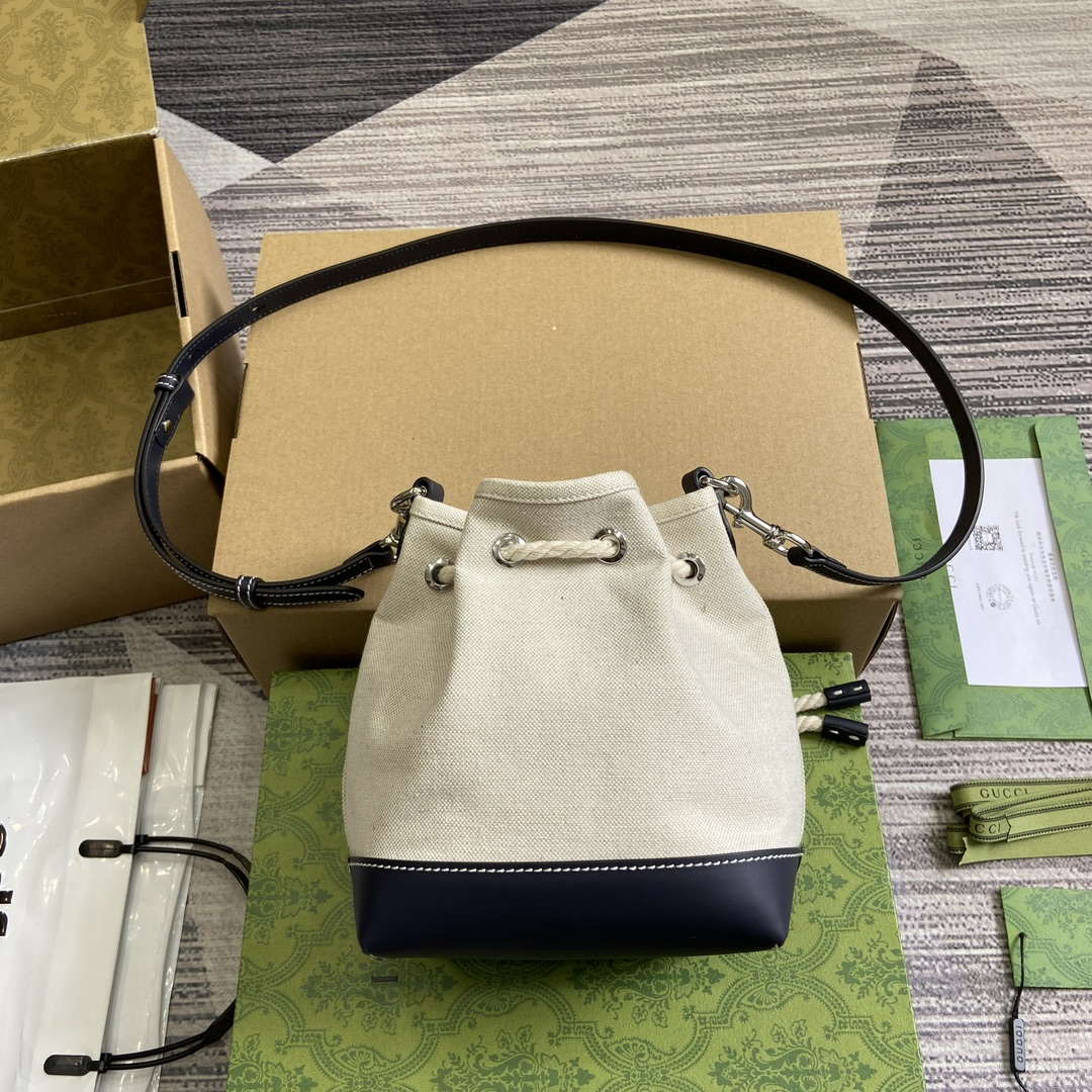 Gucci 777166 Shoulder Bag With Gucci Print Blue leather trim