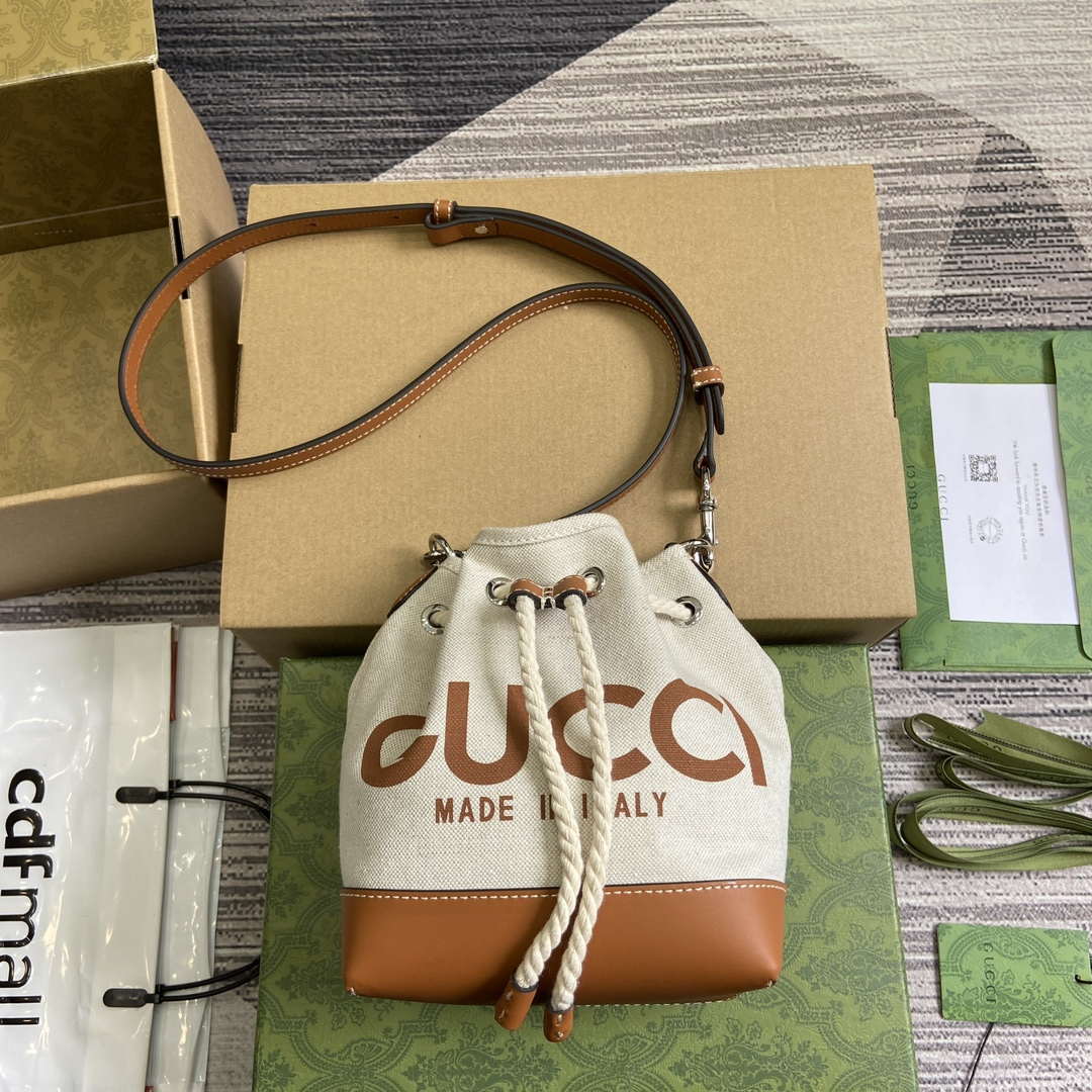 Gucci 777166 Shoulder Bag With Gucci Print Light brown leather trim - Default Title - View 1