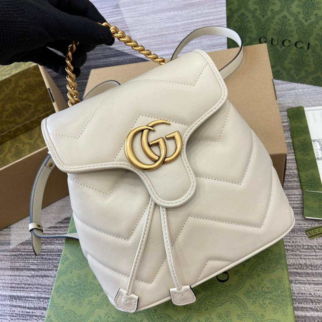 Gucci 777253 GG Marmont Mini Backpack White