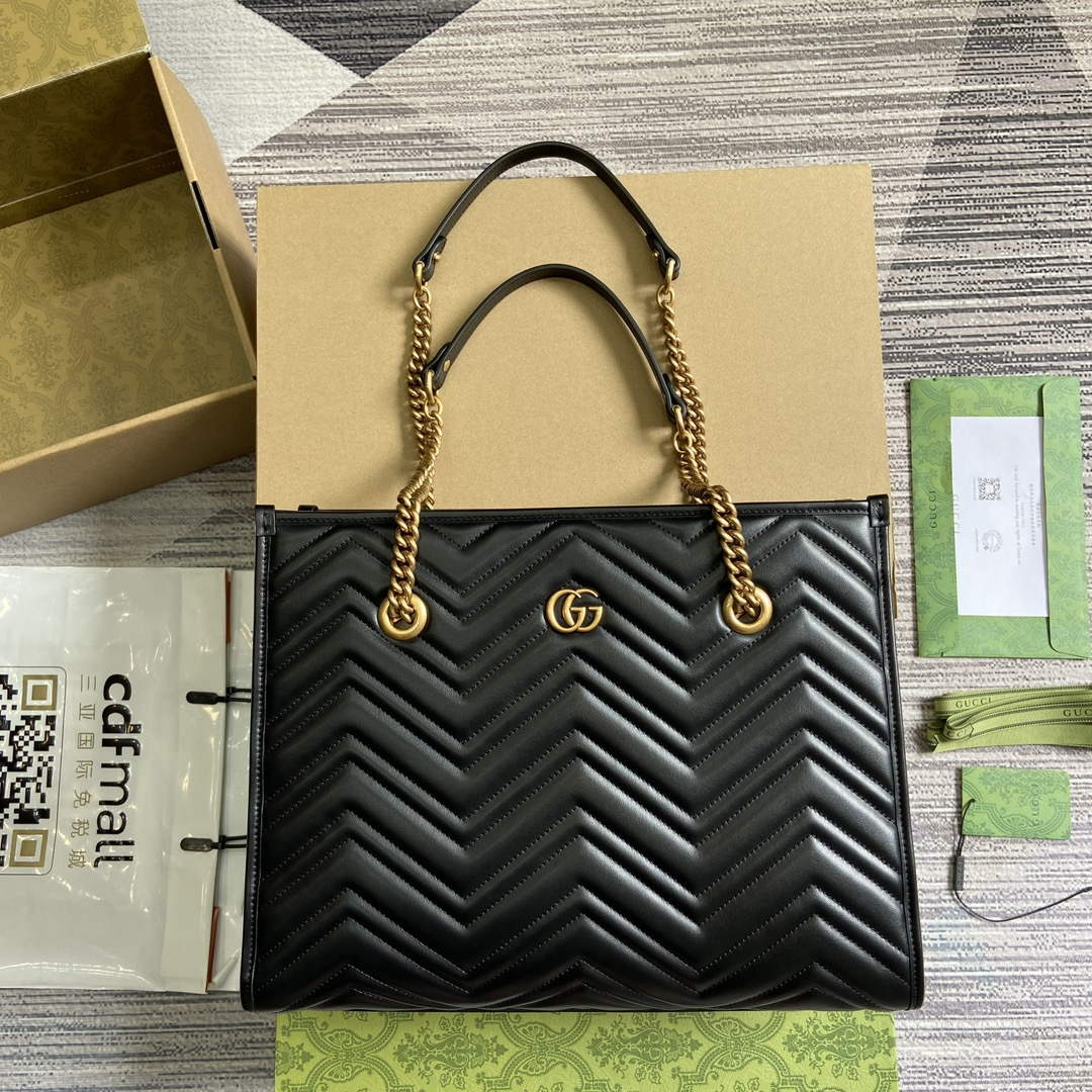 Gucci 779724 GG Marmont Medium Tote Bag Black - Default Title - View 1
