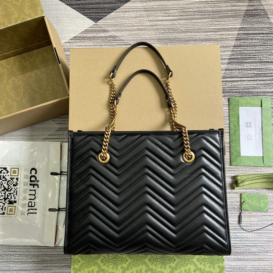 Gucci 779724 GG Marmont Medium Tote Bag Black - Default Title - View 2