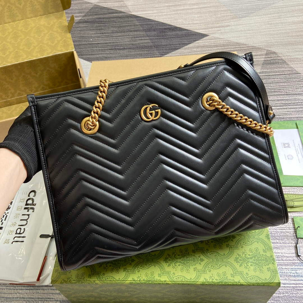 Gucci 779724 GG Marmont Medium Tote Bag Black