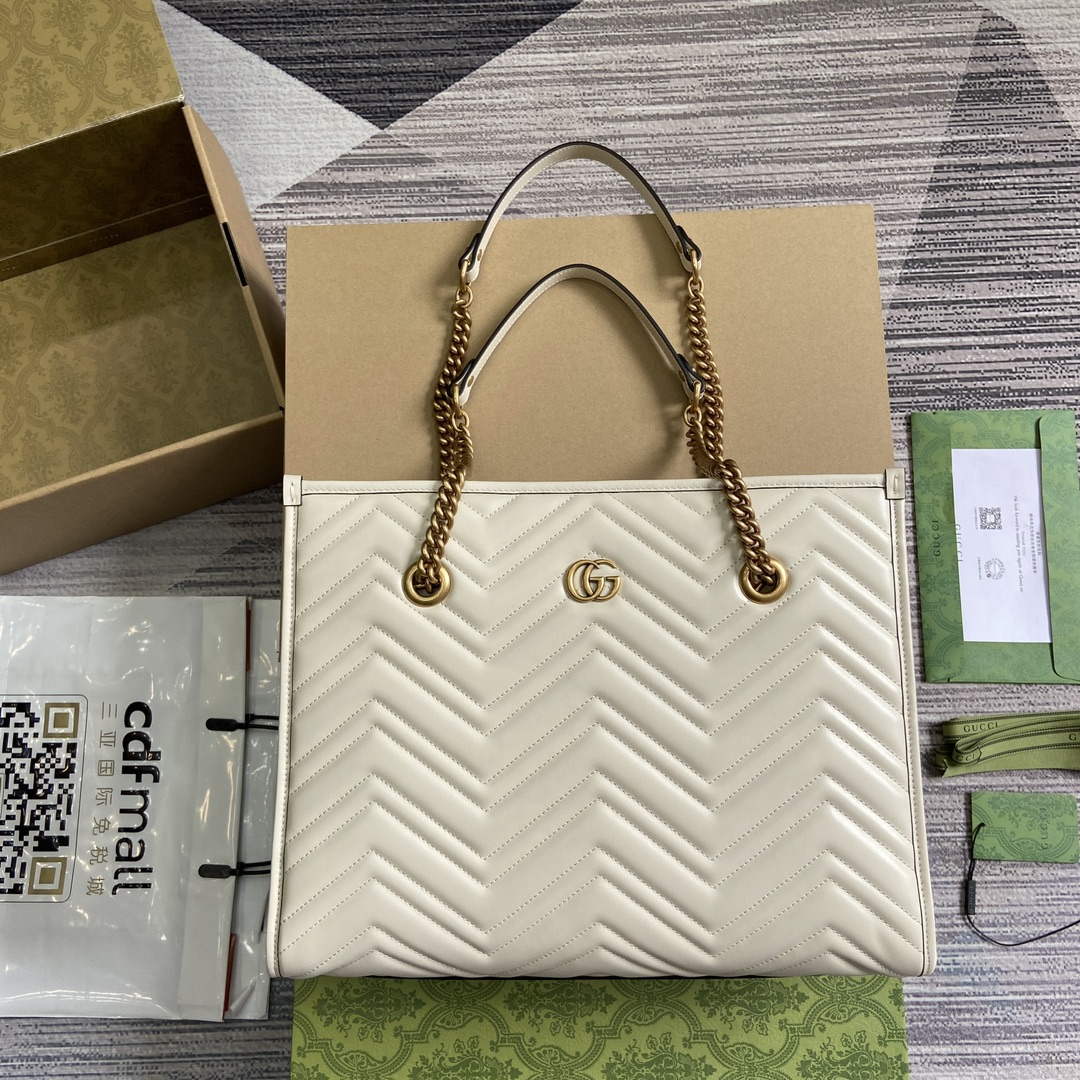 Gucci 779724 GG Marmont Medium Tote Bag White - Default Title - View 1