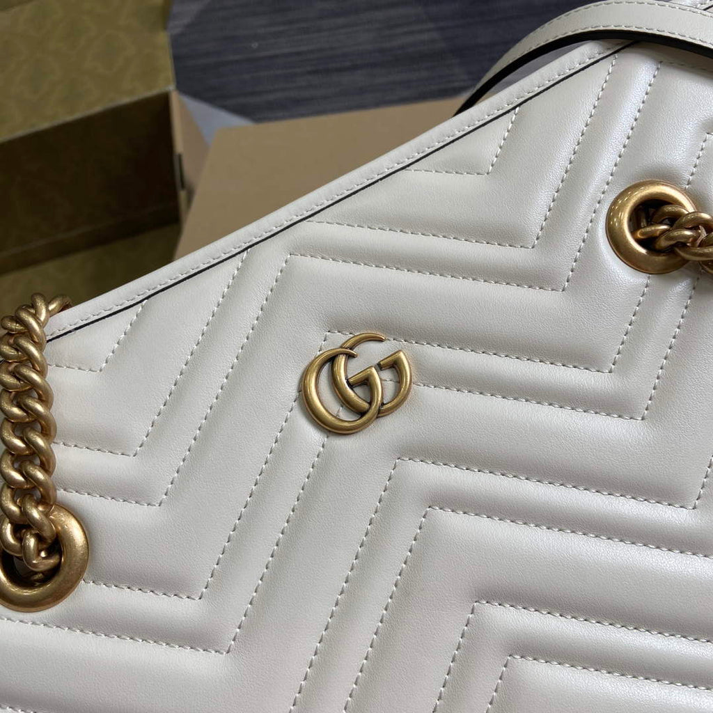 Gucci 779724 GG Marmont Medium Tote Bag White