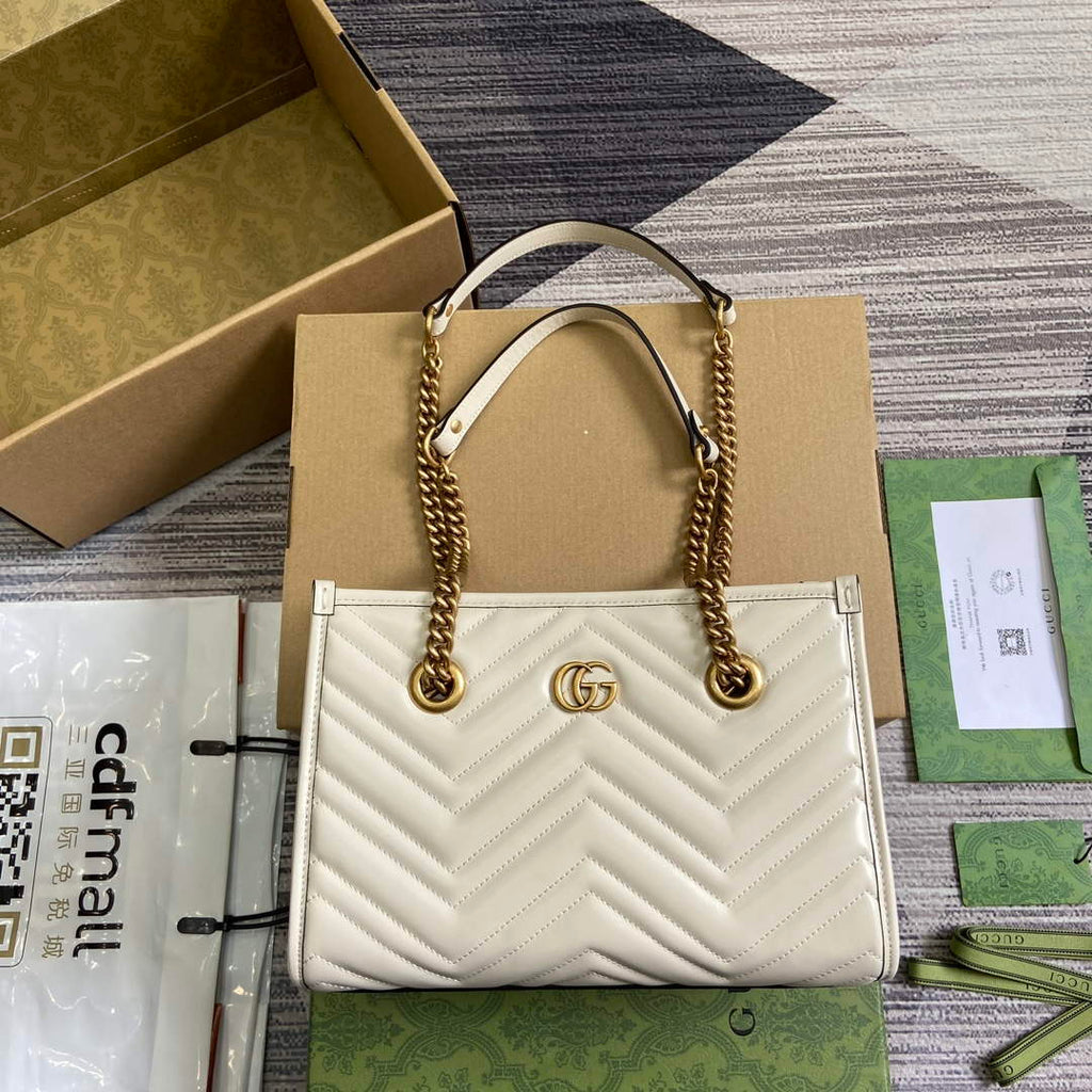 Gucci 779727 GG Marmont small Tote Bag White