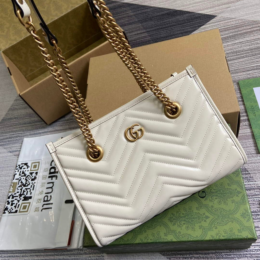 Gucci 779727 GG Marmont small Tote Bag White