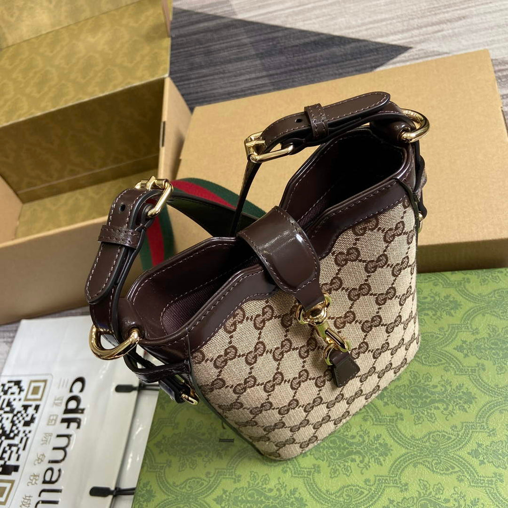Gucci 782919 Original GG Small Bucket Bag Brown