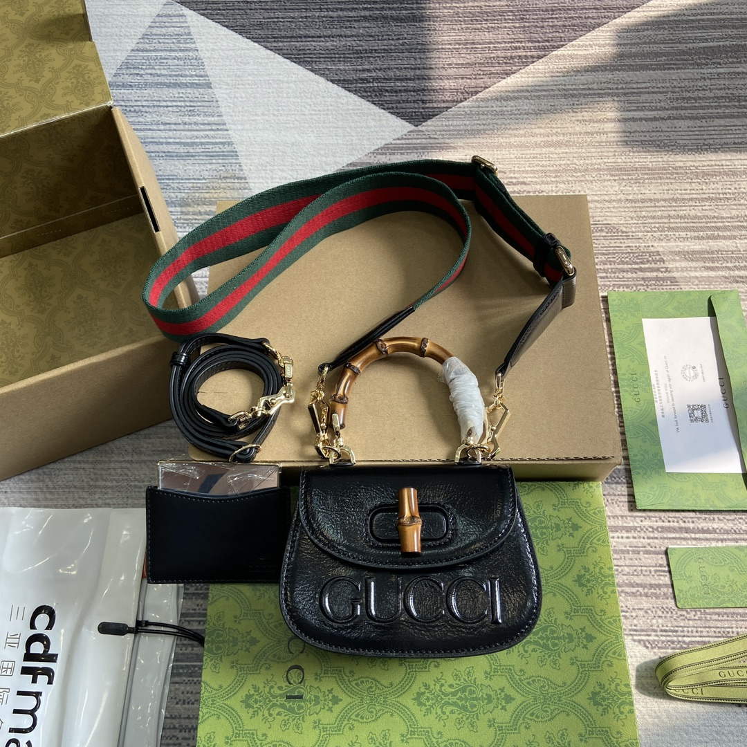 Gucci 786482 Gucci Bamboo 1947 Mini Top Handle Bag Black - Default Title - View 1