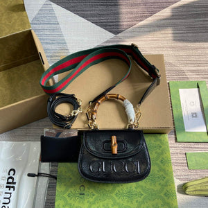 Gucci 786482 Gucci Bamboo 1947 Mini Top Handle Bag Black - Default Title - View 1