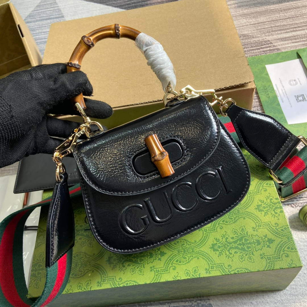 Gucci 786482 Gucci Bamboo 1947 Mini Top Handle Bag Black