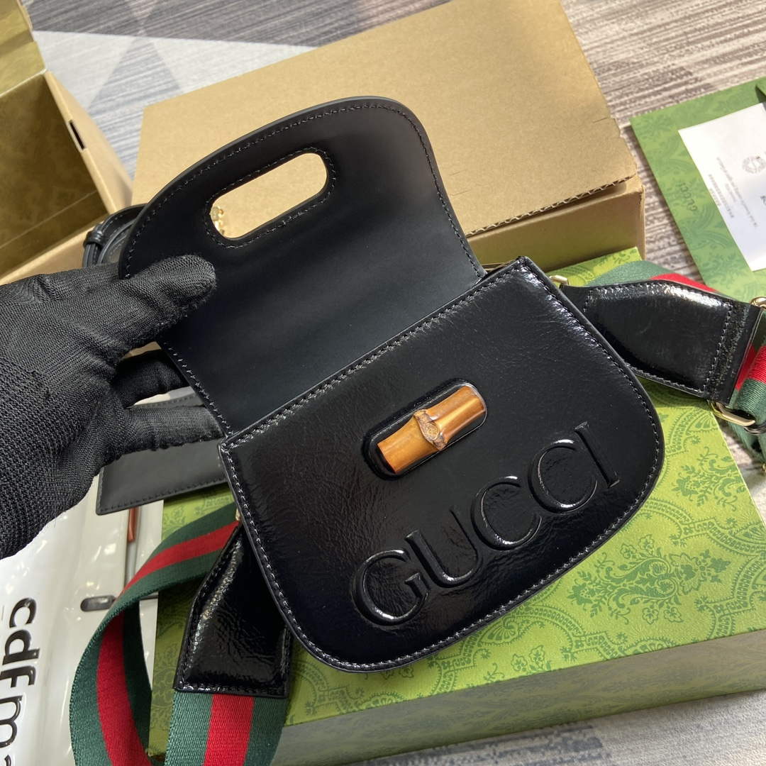 Gucci 786482 Gucci Bamboo 1947 Mini Top Handle Bag Black