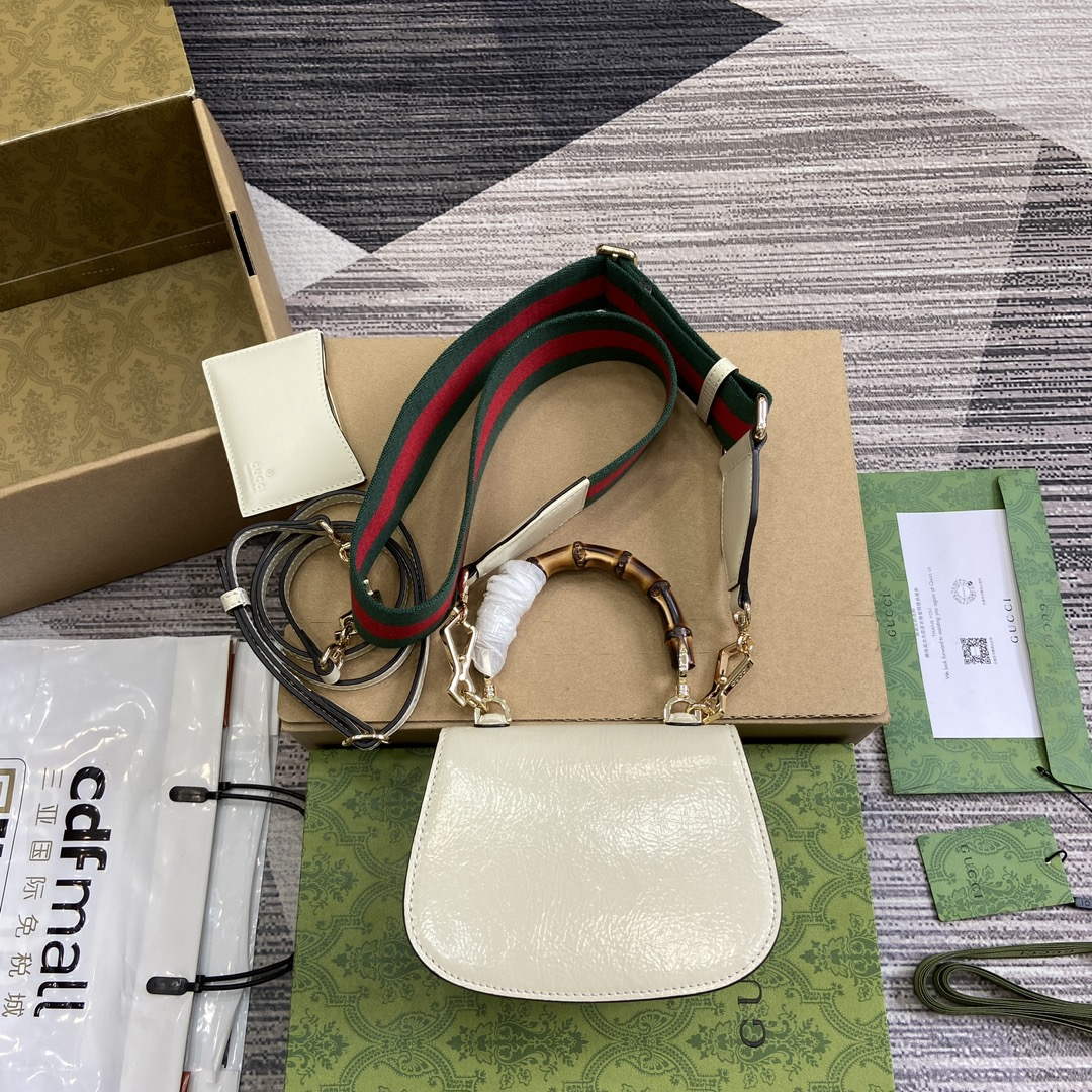 Gucci 786482 Gucci Bamboo 1947 Mini Top Handle Bag White - Default Title - View 2