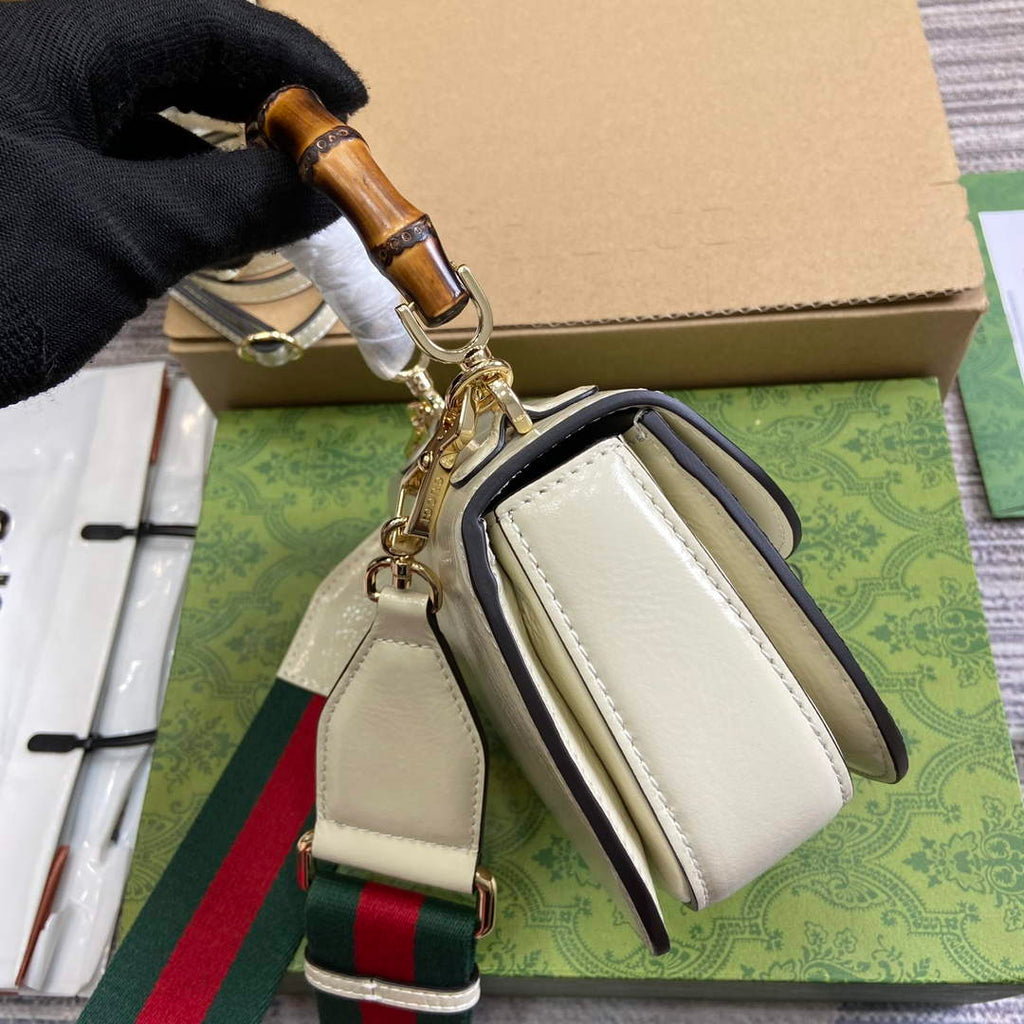 Gucci 786482 Gucci Bamboo 1947 Mini Top Handle Bag White