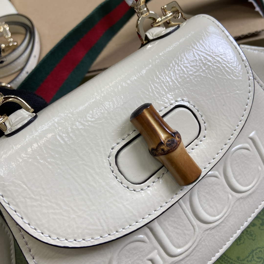 Gucci 786482 Gucci Bamboo 1947 Mini Top Handle Bag White - Default Title - View 5