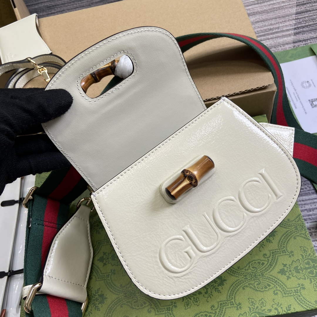 Gucci 786482 Gucci Bamboo 1947 Mini Top Handle Bag White